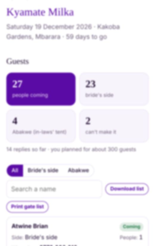 A blurred preview of the private family dashboard